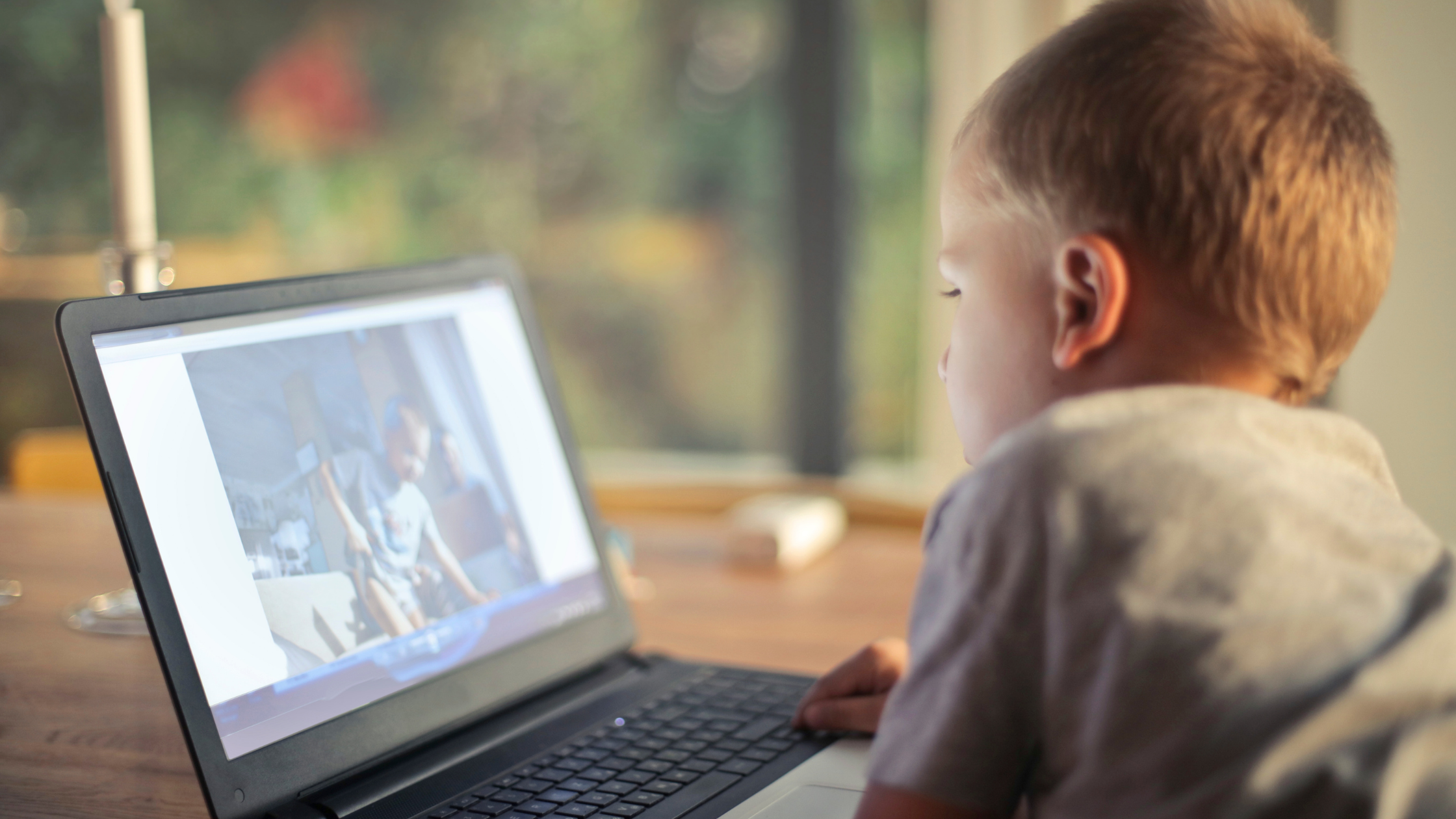 Child using a laptop